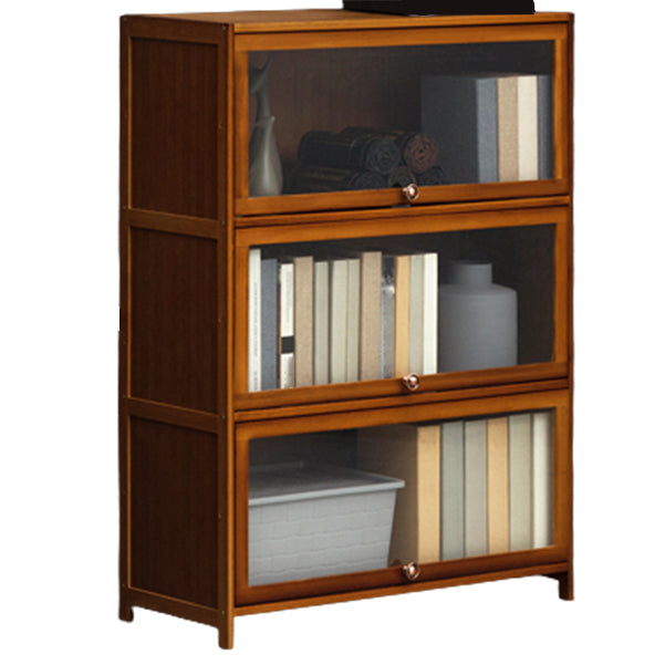 Contemporary Style Wood Bookcase Closed Back Bookshelf with Door for Home