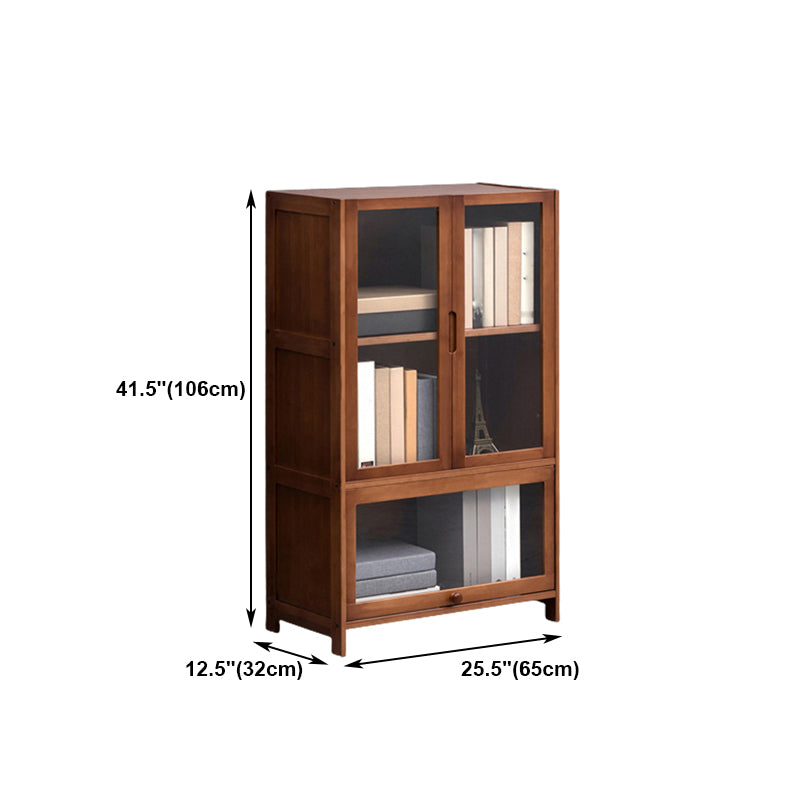 Contemporary Style Wood Bookcase Closed Back Bookshelf with Door for Home