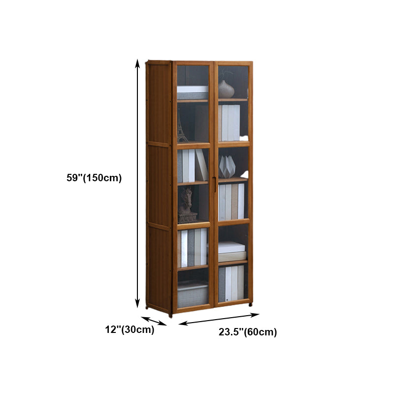 Contemporary Style Wood Bookcase Closed Back Bookshelf with Door for Home