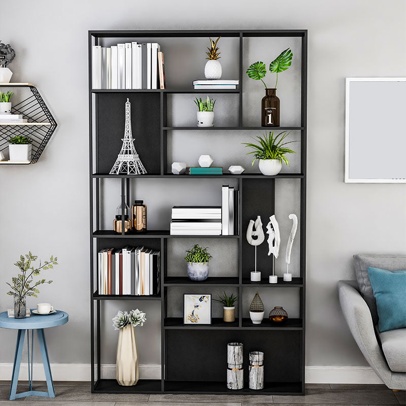 Home Office Etagere Bookcase Modern Metal Bookshelf with Rectangle Shelves