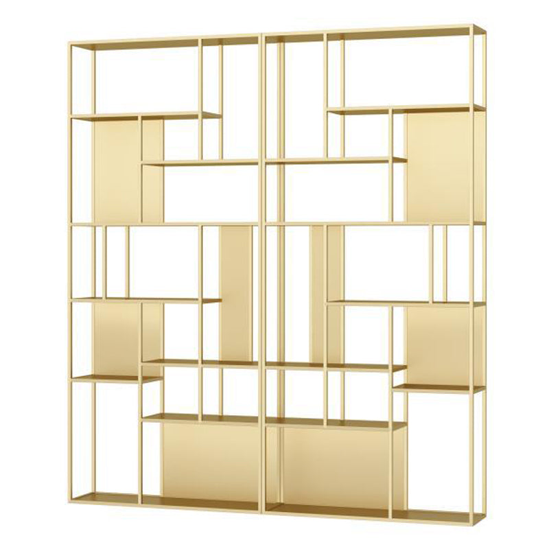 Home Office Etagere Bookcase Modern Metal Bookshelf with Rectangle Shelves