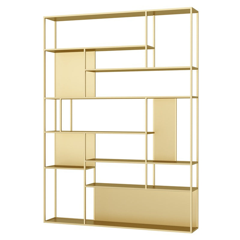 Home Office Etagere Bookcase Modern Metal Bookshelf with Rectangle Shelves