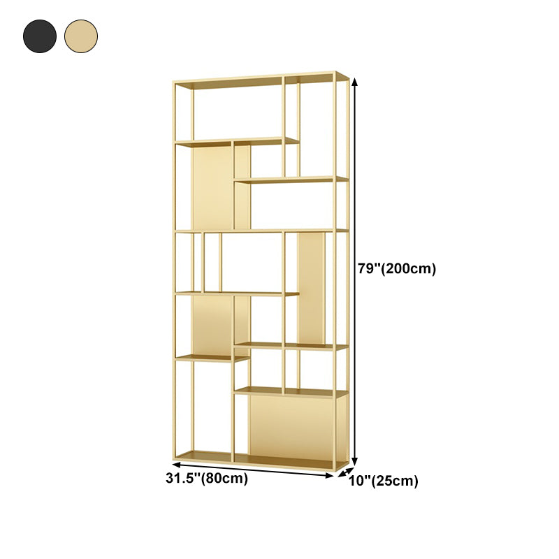 Home Office Etagere Bookcase Modern Metal Bookshelf with Rectangle Shelves