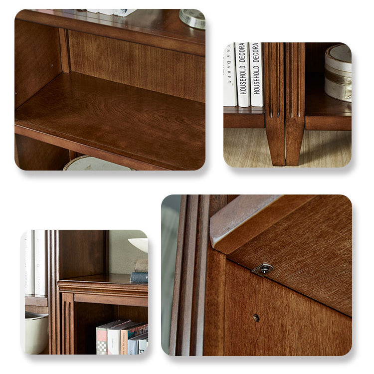 Home Standard Bookcase Contemporary Solid Wood Fixed Bookshelf