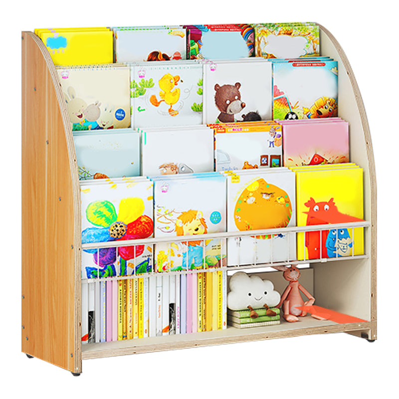 Contemporary Ladder Bookcase Manufactured Wood Bookshelf with Caster Wheels