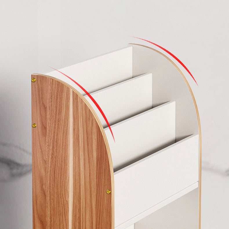 Contemporary Ladder Bookcase Manufactured Wood Bookshelf with Caster Wheels