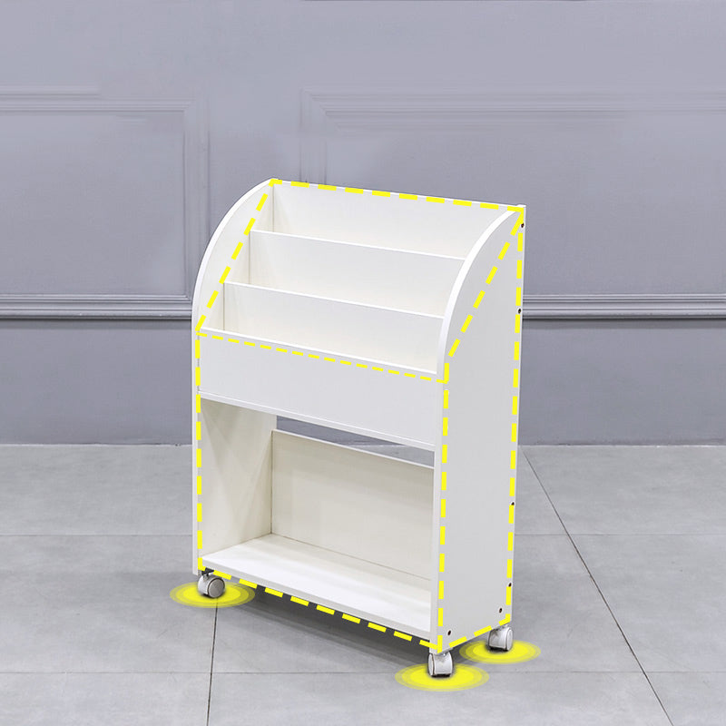 Contemporary Ladder Bookcase Manufactured Wood Bookshelf with Caster Wheels