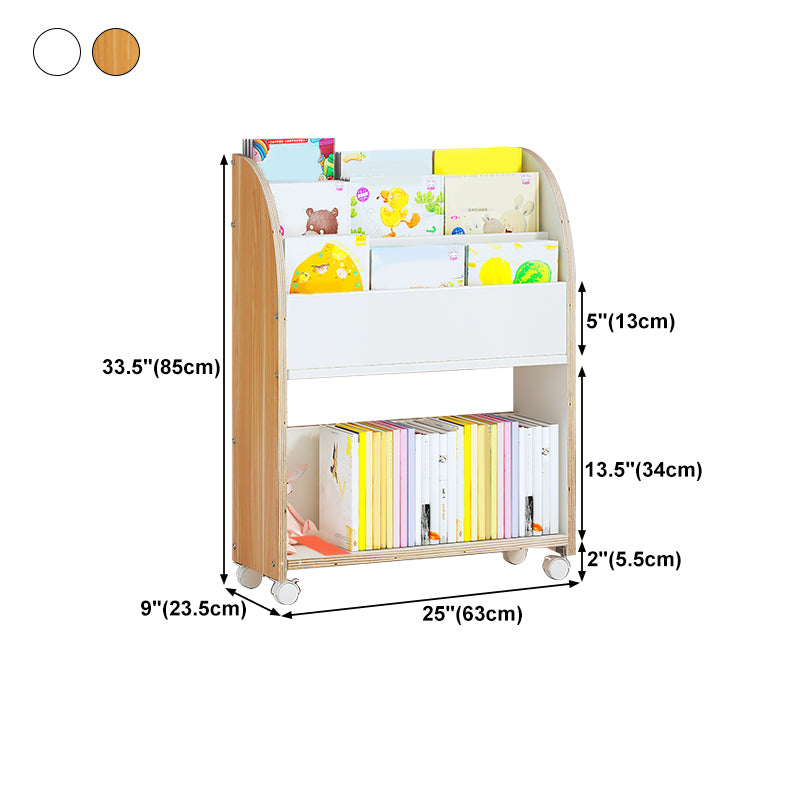 Contemporary Ladder Bookcase Manufactured Wood Bookshelf with Caster Wheels