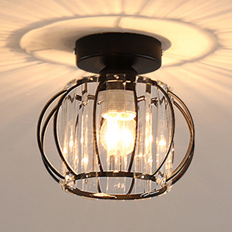 Crystal Shaded Semi Flush Light Fixture Minimalist-Style Close to Ceiling Lamp