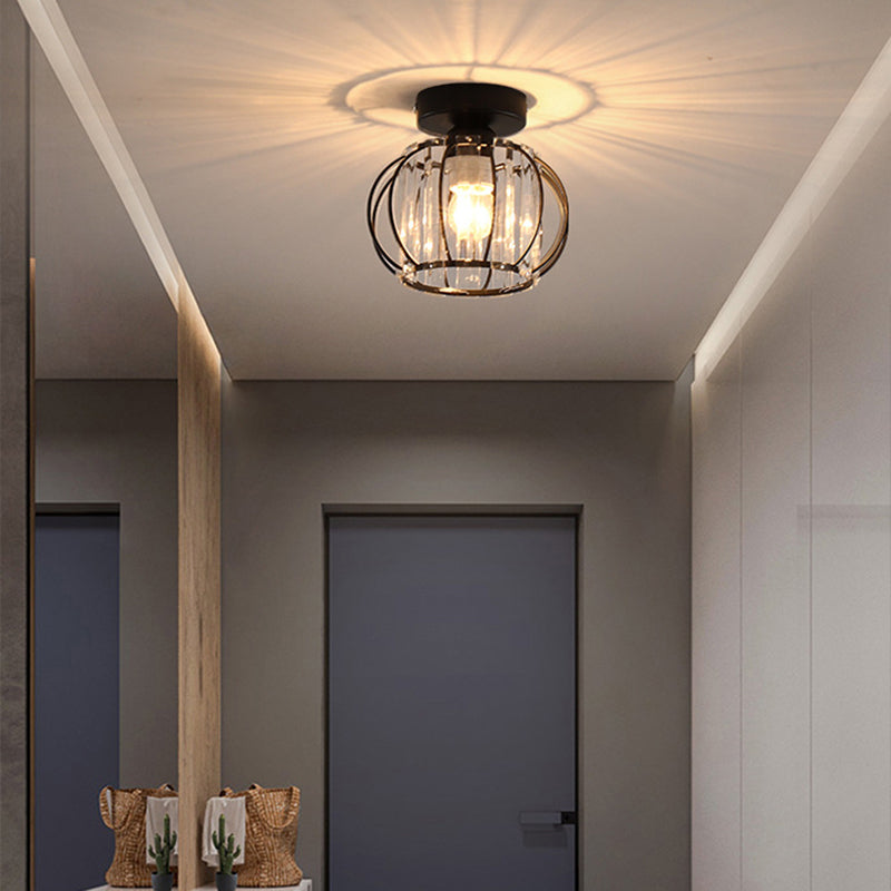 Crystal Shaded Semi Flush Light Fixture Minimalist-Style Close to Ceiling Lamp