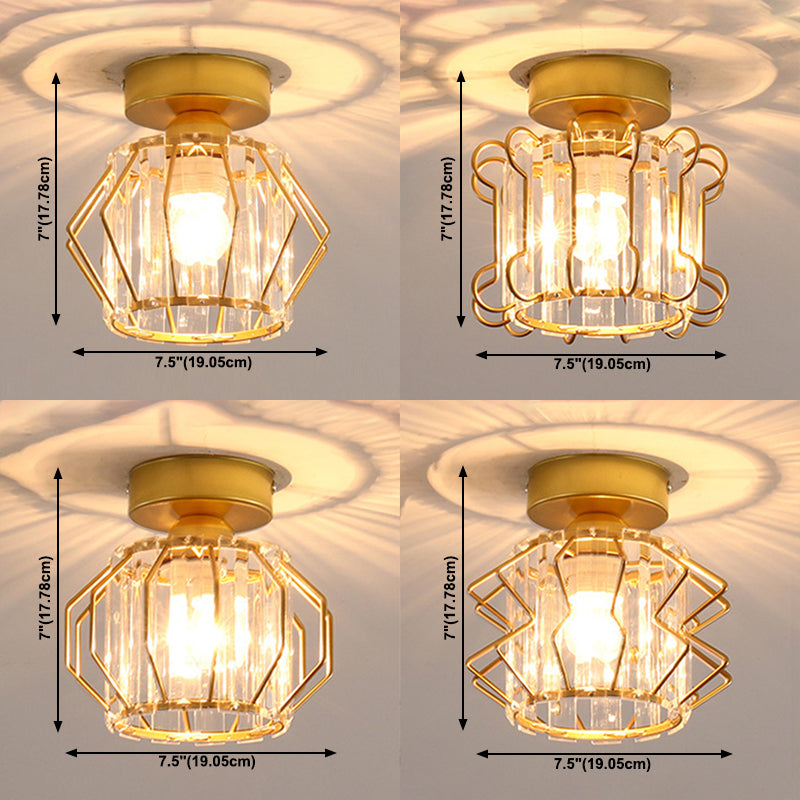 Crystal Shaded Semi Flush Light Fixture Minimalist-Style Close to Ceiling Lamp