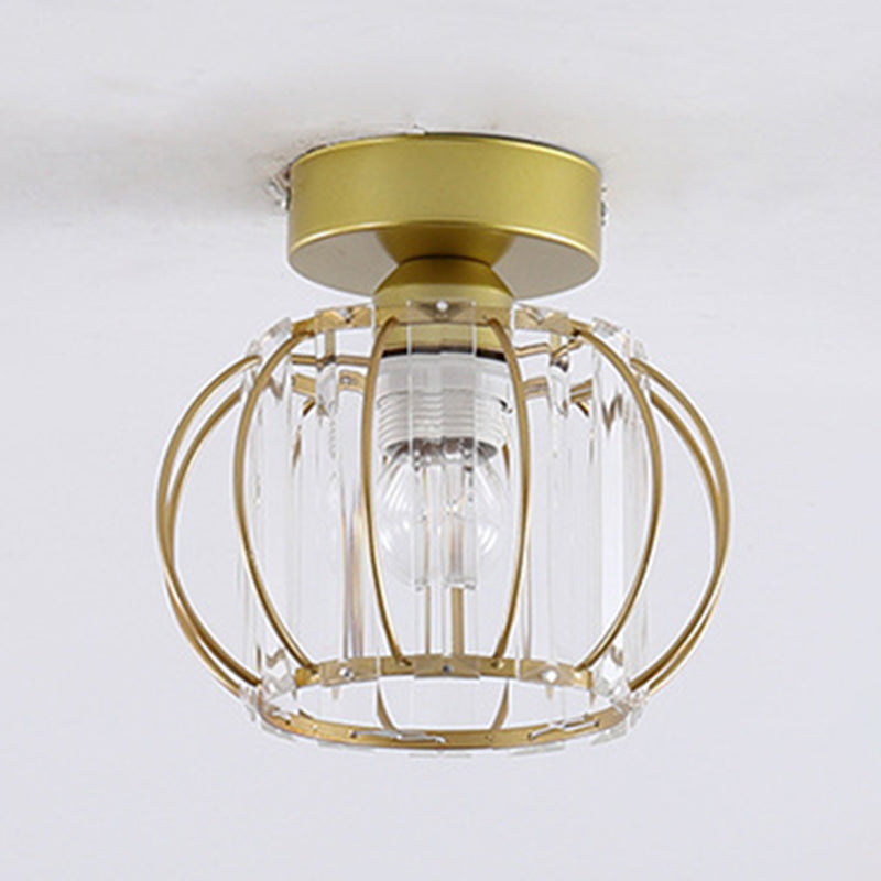 Crystal Shaded Semi Flush Light Fixture Minimalist-Style Close to Ceiling Lamp