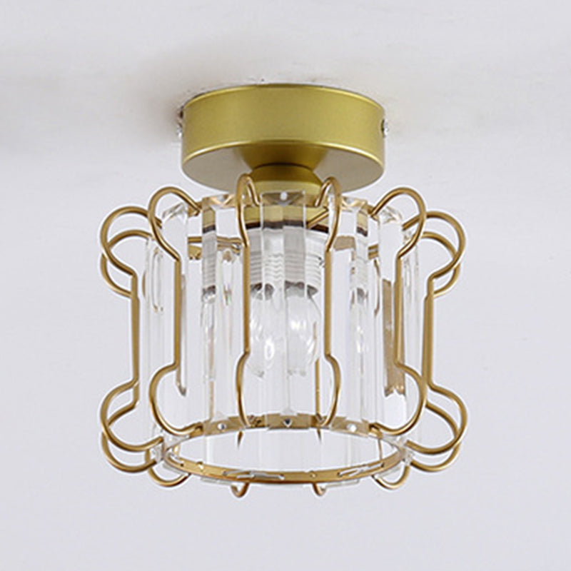Crystal Shaded Semi Flush Light Fixture Minimalist-Style Close to Ceiling Lamp