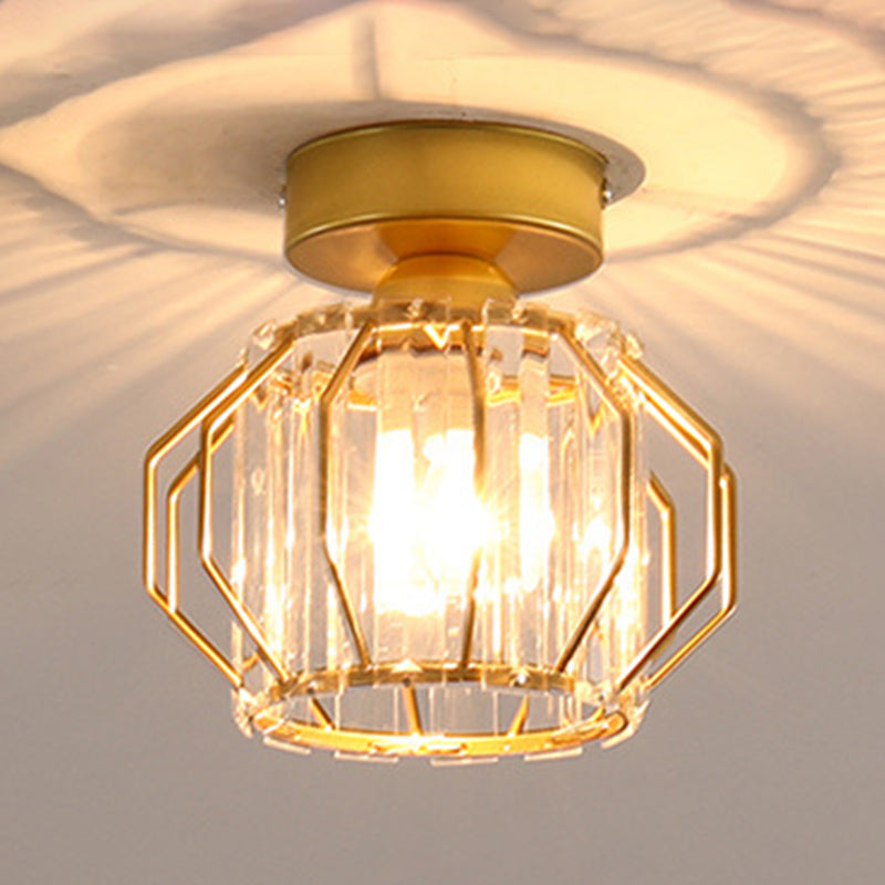 Crystal Shaded Semi Flush Light Fixture Minimalist-Style Close to Ceiling Lamp