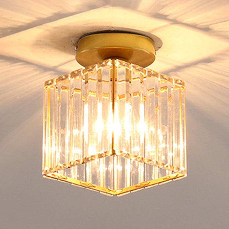 Crystal Shaded Semi Flush Light Fixture Minimalist-Style Close to Ceiling Lamp