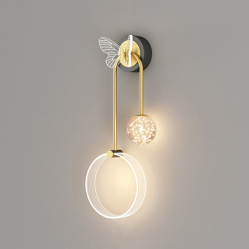 Modern Style Spherical Shape Wall Sconce Glass 3 Light Wall Lighting for Bedroom