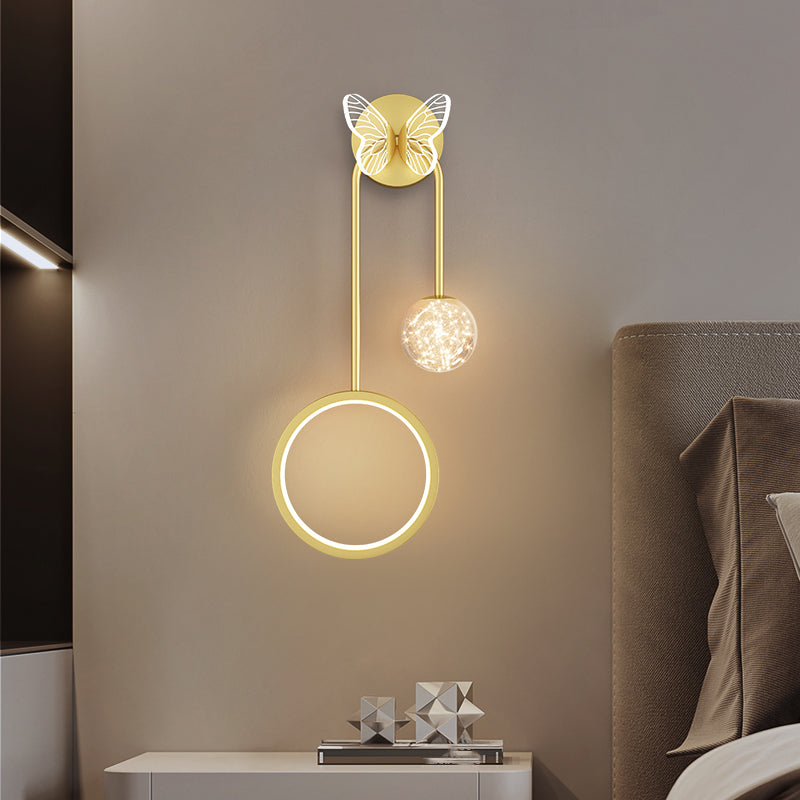 Modern Style Spherical Shape Wall Sconce Glass 3 Light Wall Lighting for Bedroom