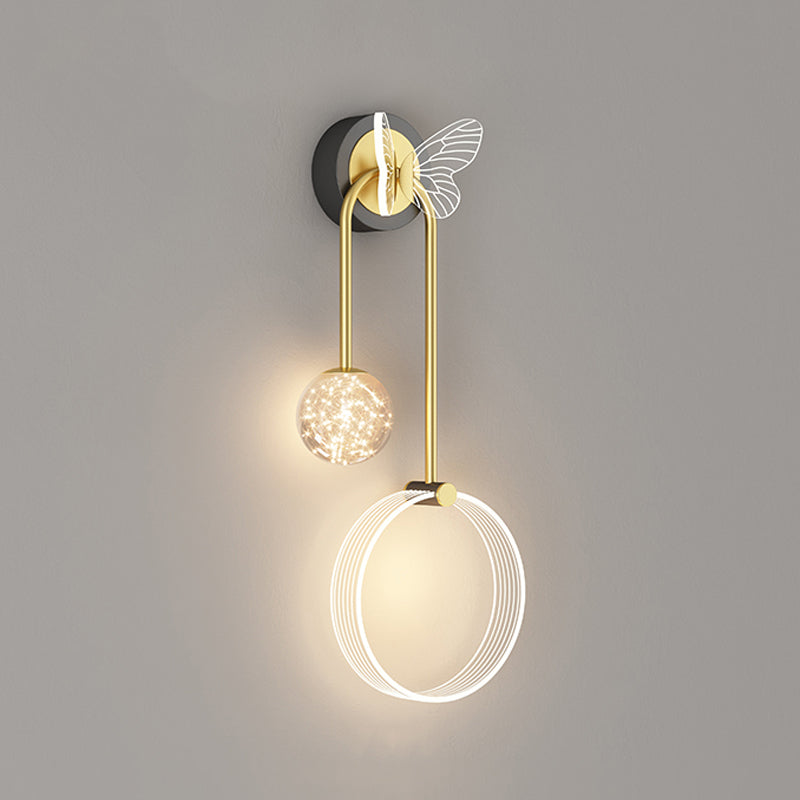 Modern Style Spherical Shape Wall Sconce Glass 3 Light Wall Lighting for Bedroom