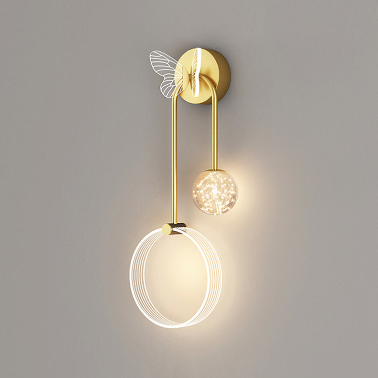 Modern Style Spherical Shape Wall Sconce Glass 3 Light Wall Lighting for Bedroom