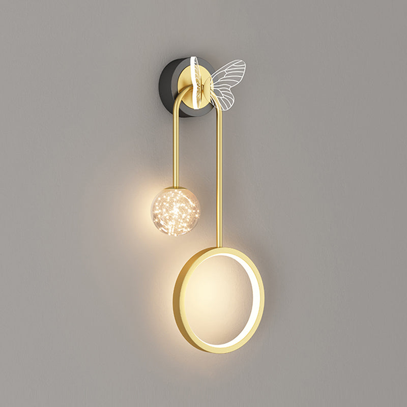 Modern Style Spherical Shape Wall Sconce Glass 3 Light Wall Lighting for Bedroom
