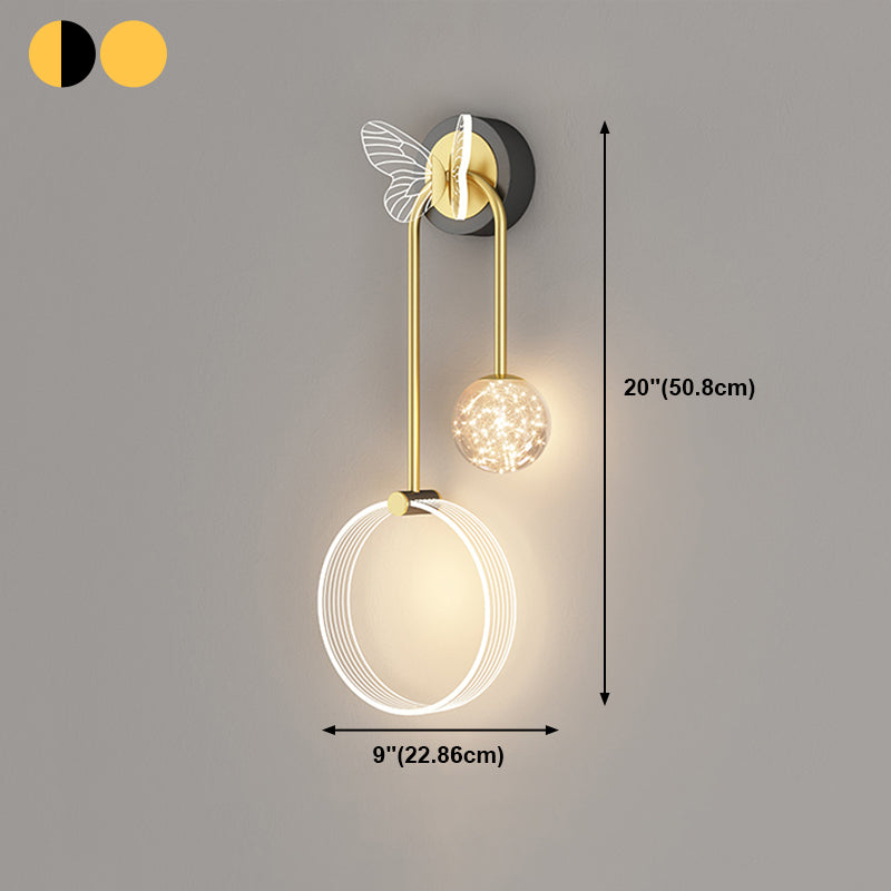 Modern Style Spherical Shape Wall Sconce Glass 3 Light Wall Lighting for Bedroom