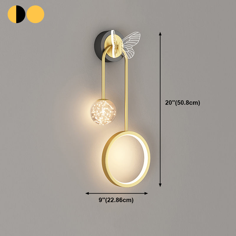 Modern Style Spherical Shape Wall Sconce Glass 3 Light Wall Lighting for Bedroom