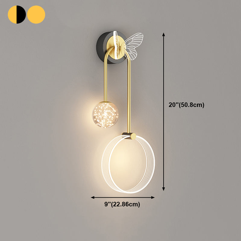 Modern Style Spherical Shape Wall Sconce Glass 3 Light Wall Lighting for Bedroom