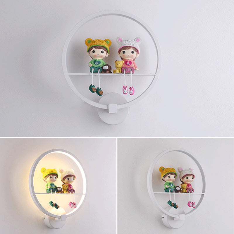Modern Simple Metal Wall Light Circle Shape Wall Lamp with Silica Gel Shade for Bedroom