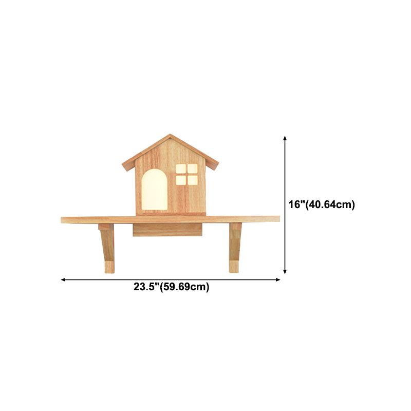 Japanese Style Wooden Wall Lamp Geometry Wall Light for Bedroom (Flowerpot Not Included)