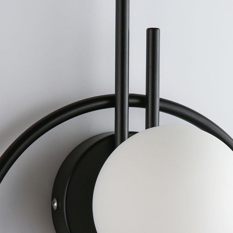 Nordic Style Iron Wall Light Circle Shape LED Wall Lamp with Glass Shade for Bedroom