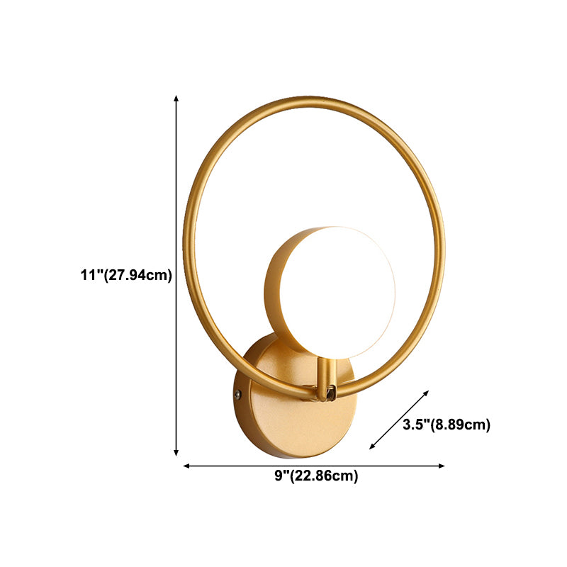 Nordic Style Iron Wall Light Circle Shape LED Wall Lamp with Glass Shade for Bedroom
