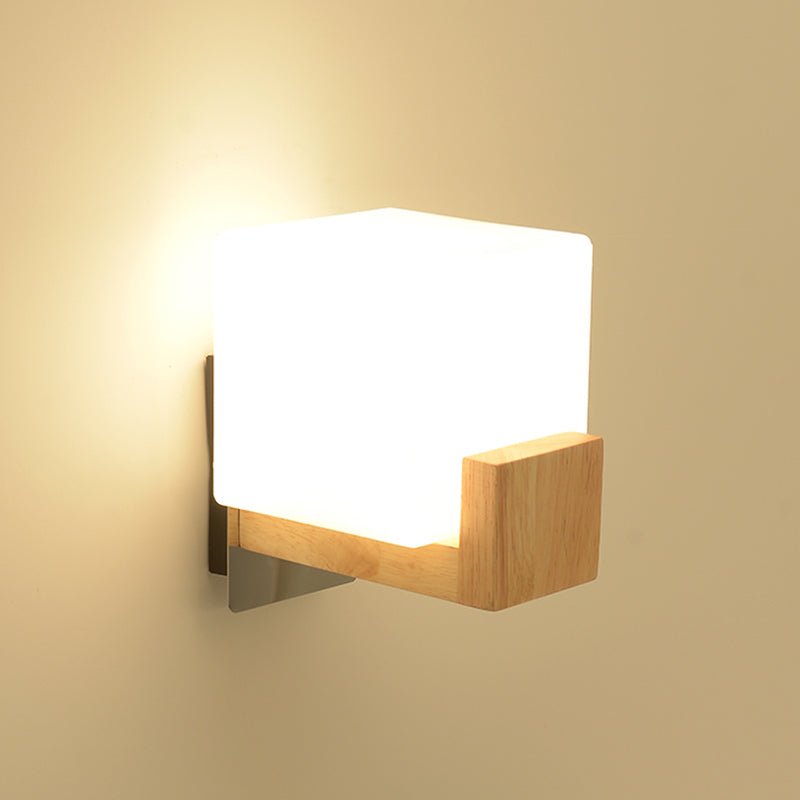 1-Light Wall Mount Light Modern Wooden Wall Sconce Lamp for Living Room(Plant not include)
