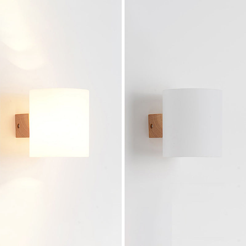 1-Light Wall Mount Light Modern Wooden Wall Sconce Lamp for Living Room(Plant not include)
