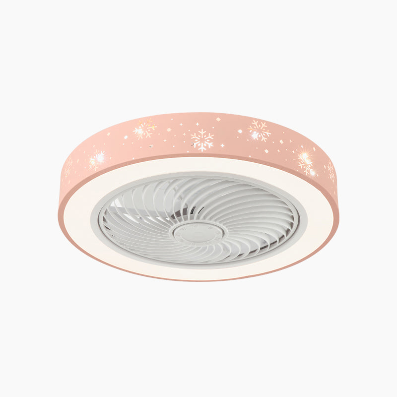 Round Metal Ceiling Fan Lamp Modern Style LED Ceiling Flush Mount