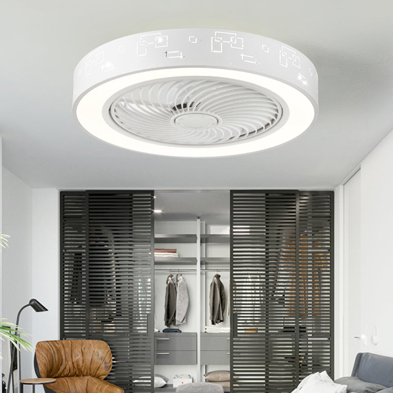Round Metal Ceiling Fan Lamp Modern Style LED Ceiling Flush Mount