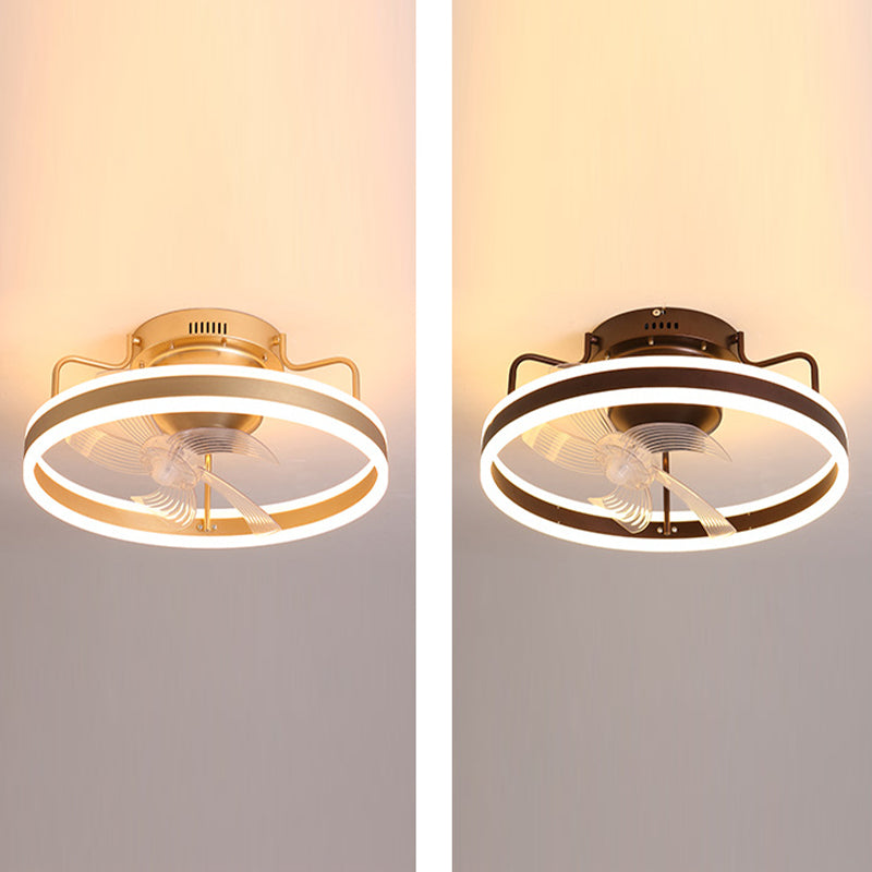 Metal Ceiling Fan Lamp Simple LED Close to Ceiling Light for Bedroom