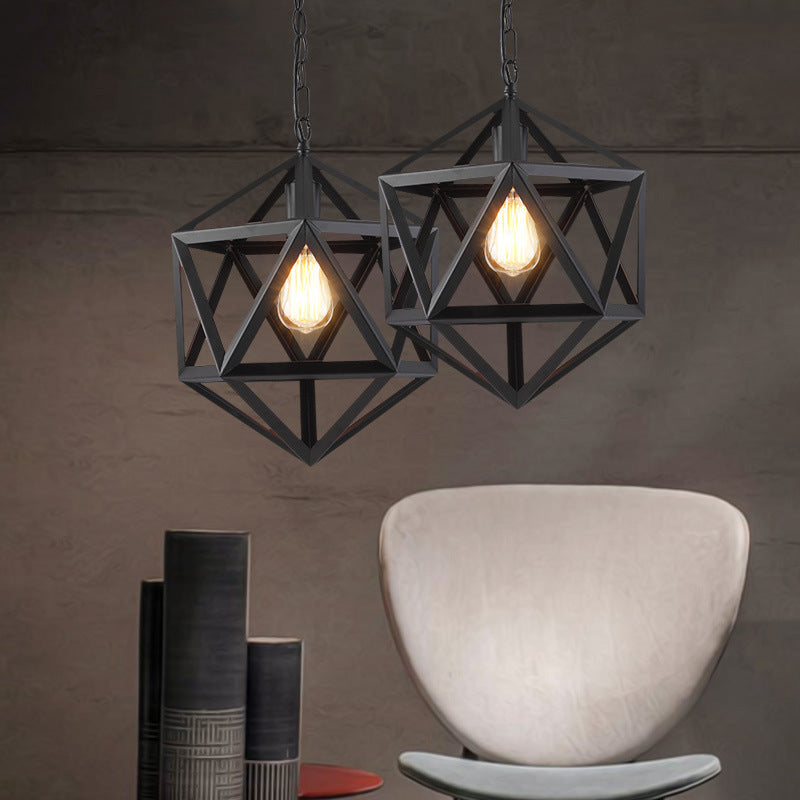 14 "/ 18" Dia Geométrique Métal Éclairage pendentif industriel 1 Bulbe Room Plafond Light in Black / Rust