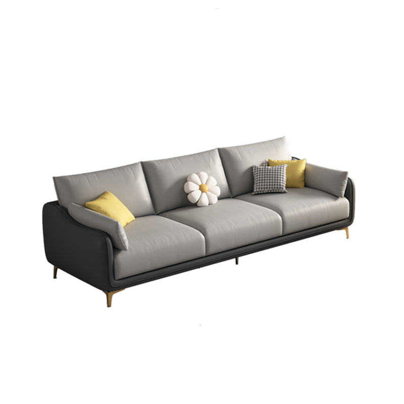 Contemporary Sloped Arm Faux Leather Stain Resistant Sofa Couch