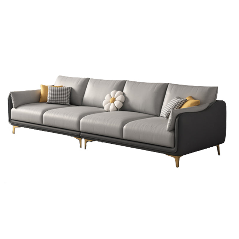 Contemporary Sloped Arm Faux Leather Stain Resistant Sofa Couch