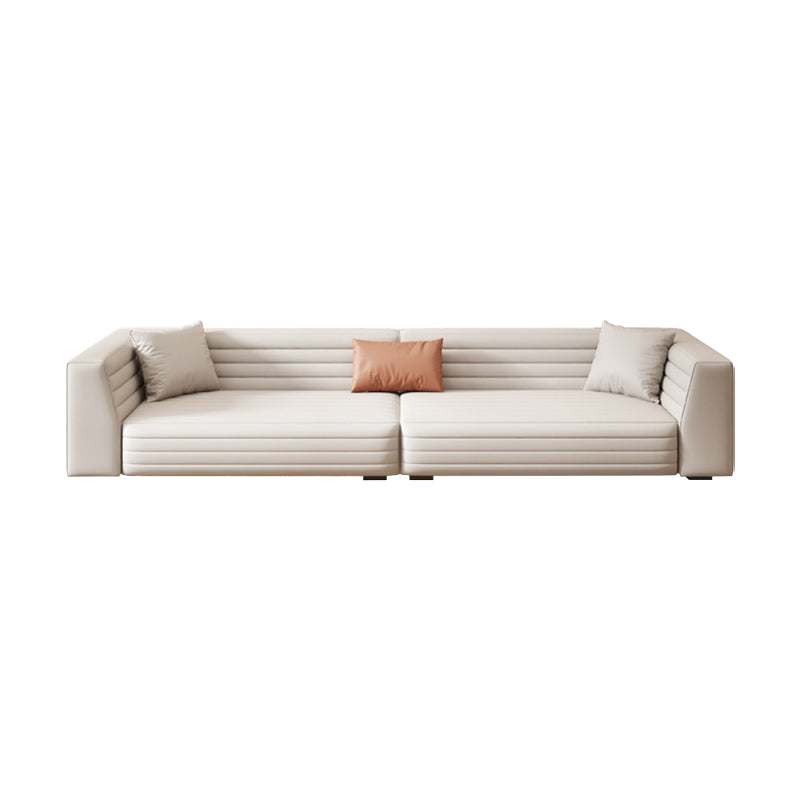 Contemporary Standard Tight Back Square Arm Sofa Couch in White