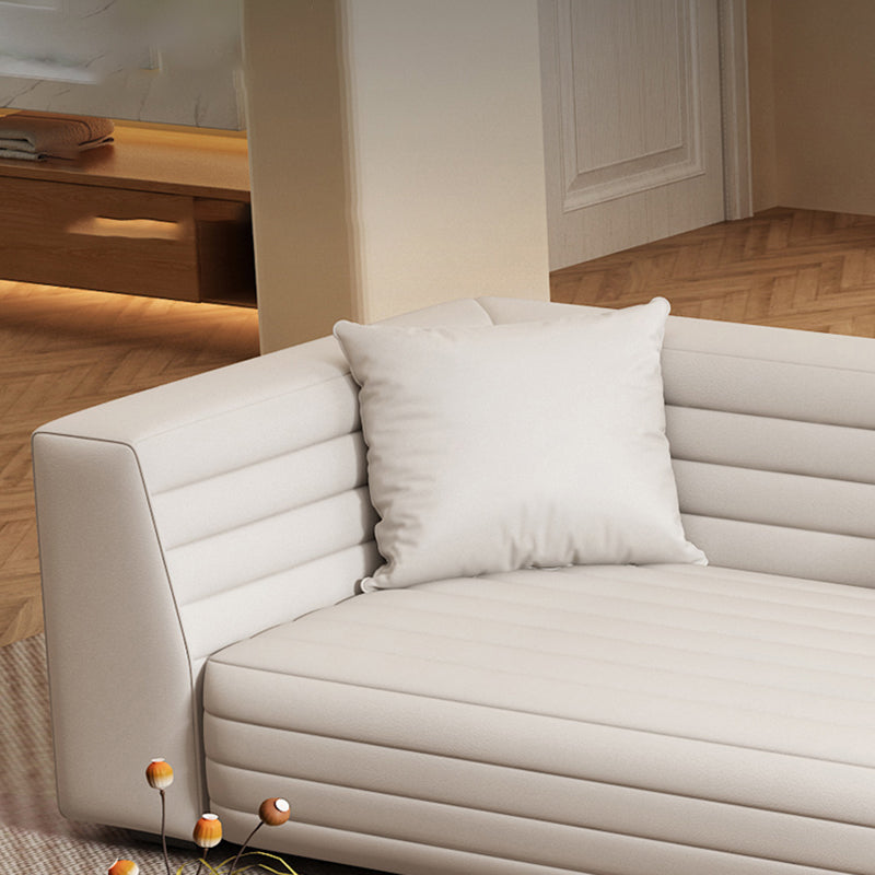 Contemporary Standard Tight Back Square Arm Sofa Couch in White