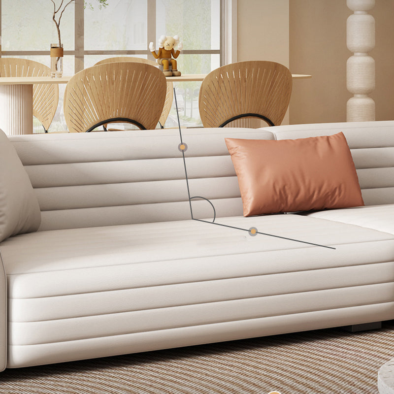 Contemporary Standard Tight Back Square Arm Sofa Couch in White