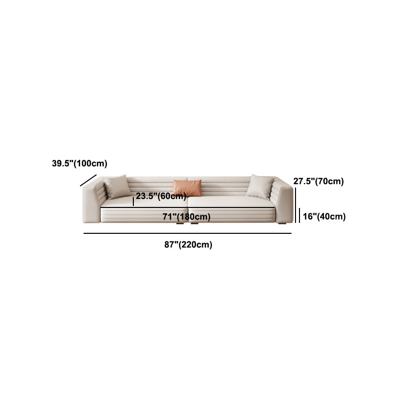 Contemporary Standard Tight Back Square Arm Sofa Couch in White