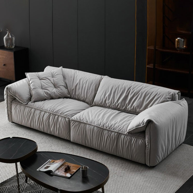 Contemporary Standard Pillow Top Arm Sofa Couch with Pillows in Grey