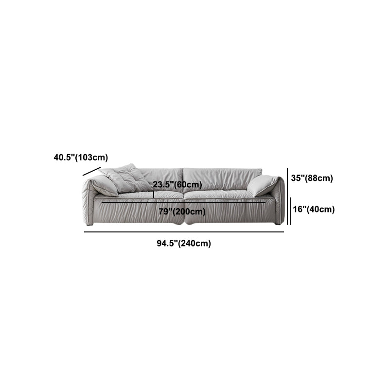 Contemporary Standard Pillow Top Arm Sofa Couch with Pillows in Grey