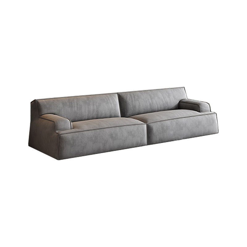 Standard Contemporary Tight Back Recessed Arm Sofa Couch in Grey