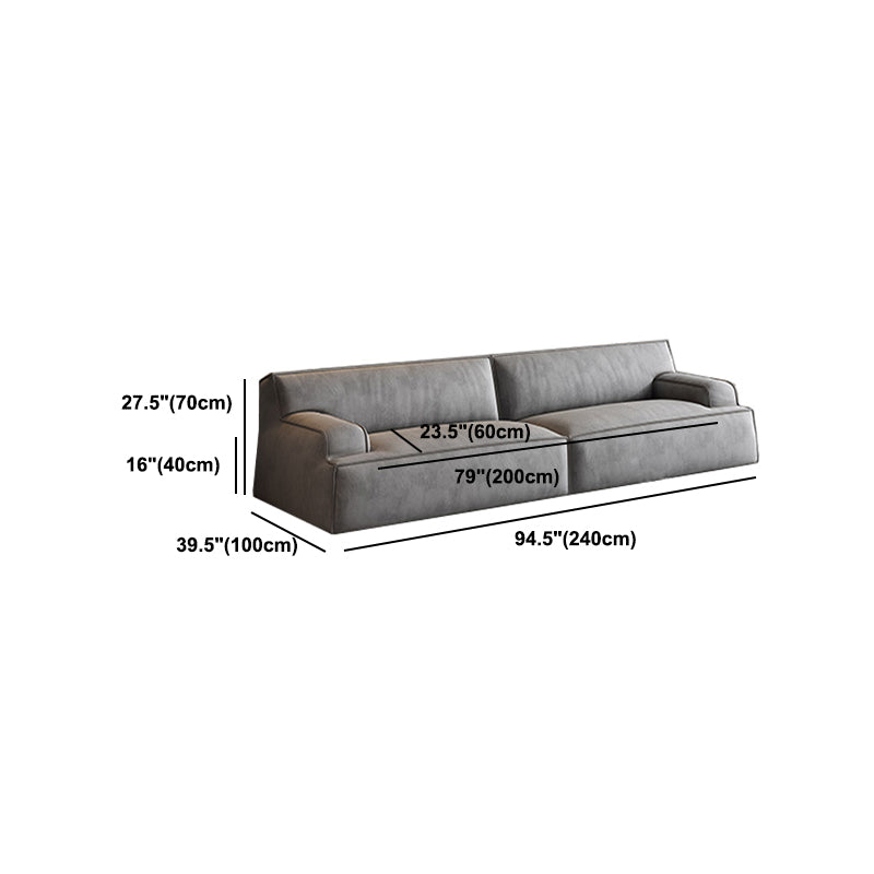 Standard Contemporary Tight Back Recessed Arm Sofa Couch in Grey