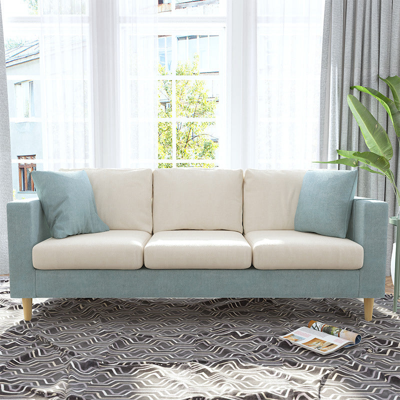 Contemporary White Cushions Standard Square Arm Stationary Sofa