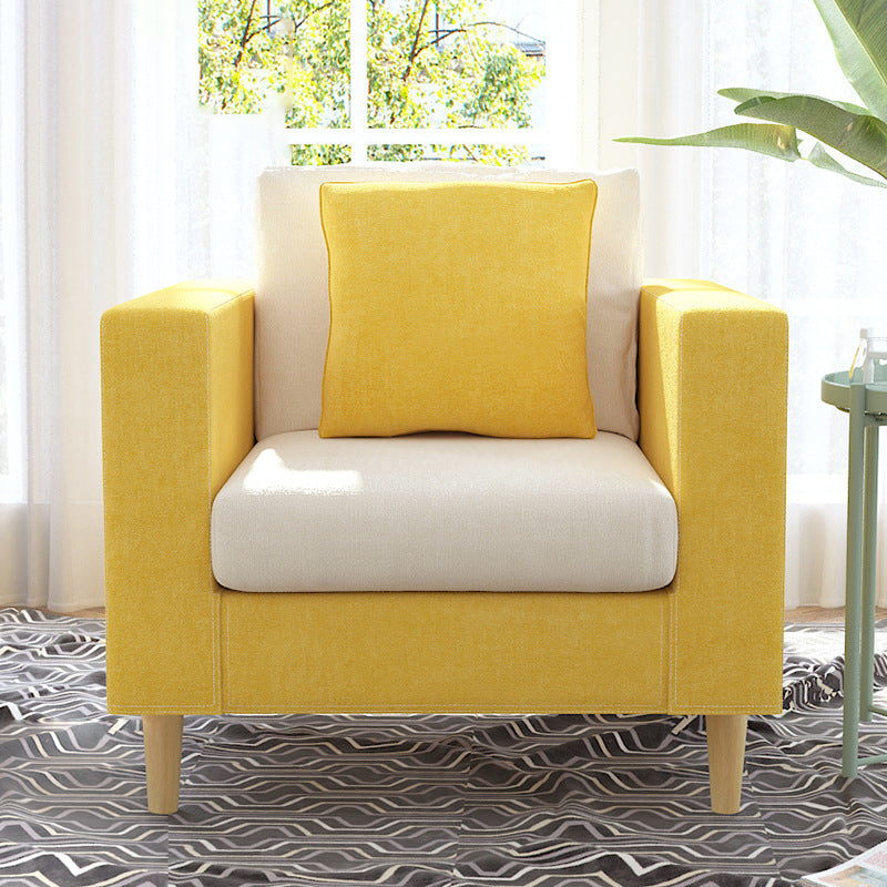 Contemporary White Cushions Standard Square Arm Stationary Sofa