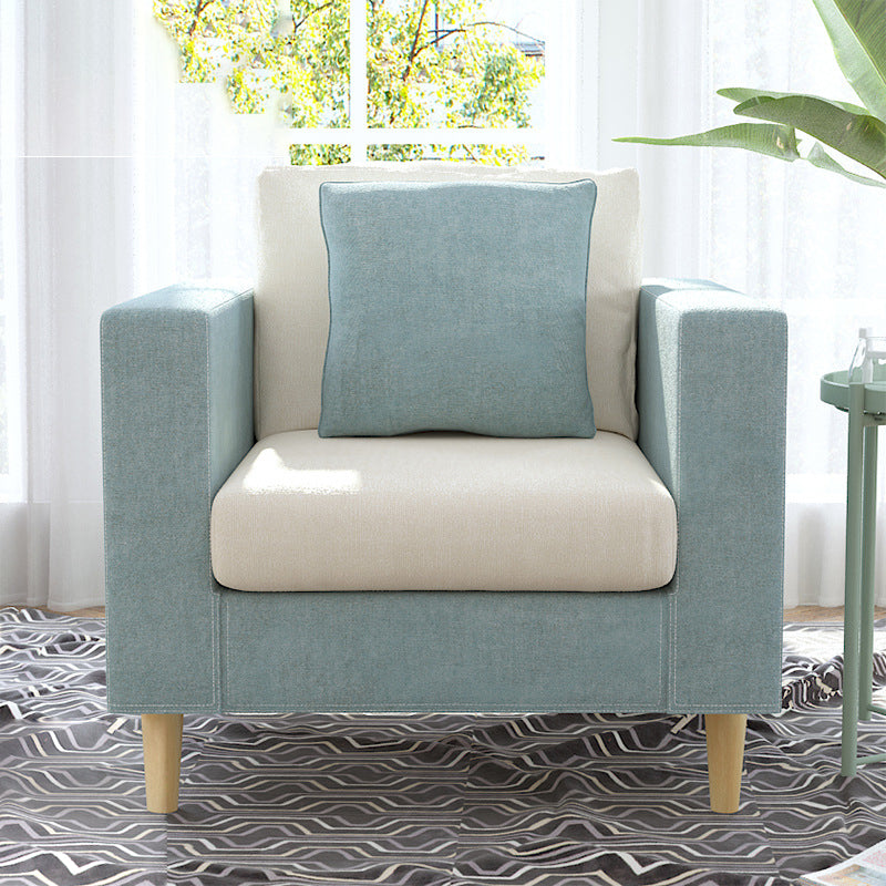 Contemporary White Cushions Standard Square Arm Stationary Sofa